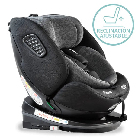 Autoasiento hero reclinado, mostrando sus funciones de reclinado