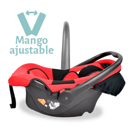 Portabebe-Autoasiento Infanti Con Soporte Rojo vista lateral con icono de mango ajustable