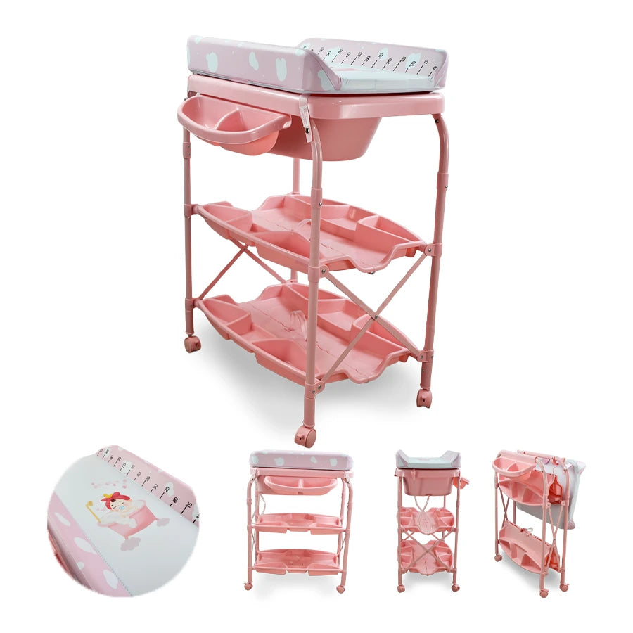 Bañera con base Pibble viajera para bebe con cambiador.