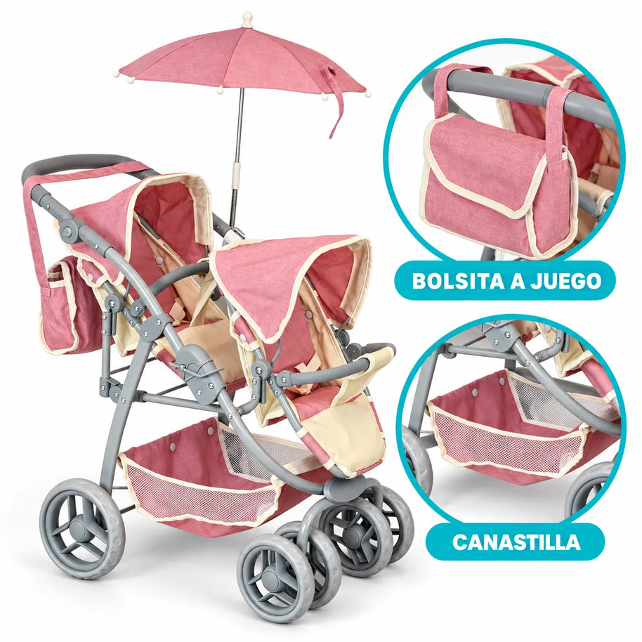 CARRIOLITA DOBLE  PARA MUÑECA 9662D