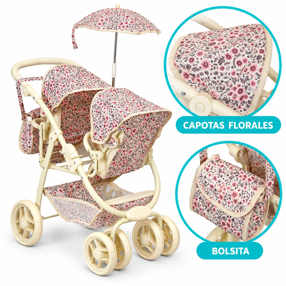 CARRIOLITA DOBLE  PARA MUÑECA 9662D
