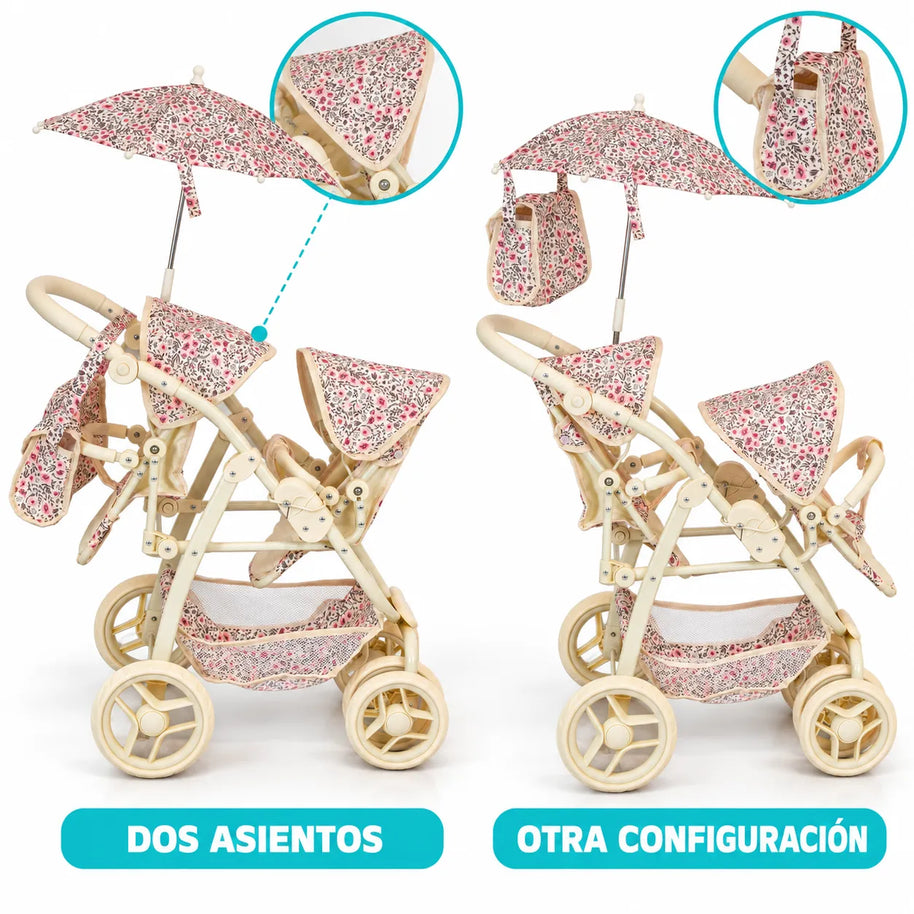 CARRIOLITA DOBLE  PARA MUÑECA 9662D
