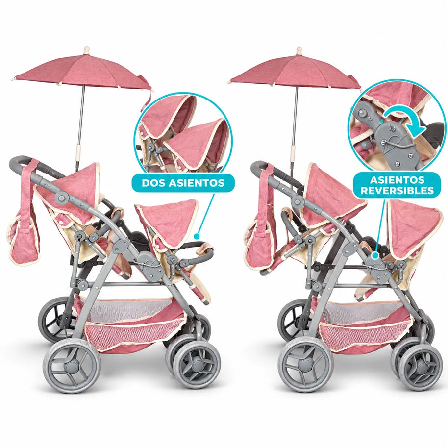CARRIOLITA DOBLE  PARA MUÑECA 9662D