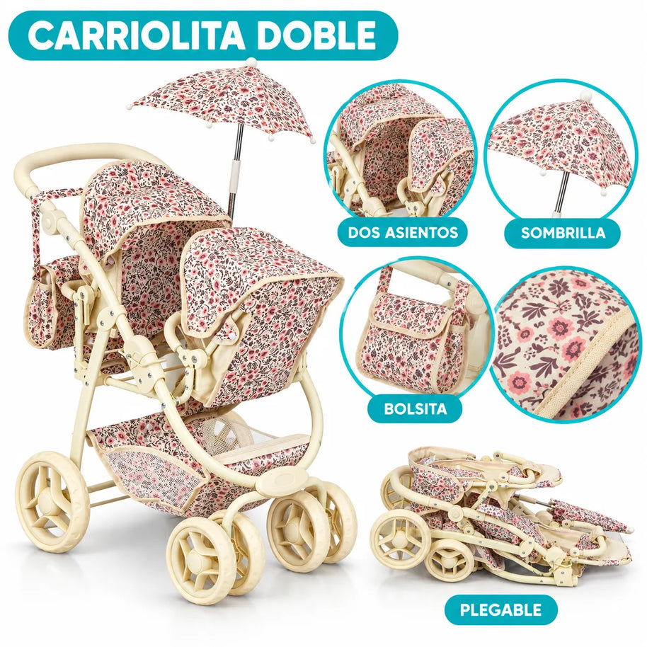 CARRIOLITA DOBLE  PARA MUÑECA 9662D