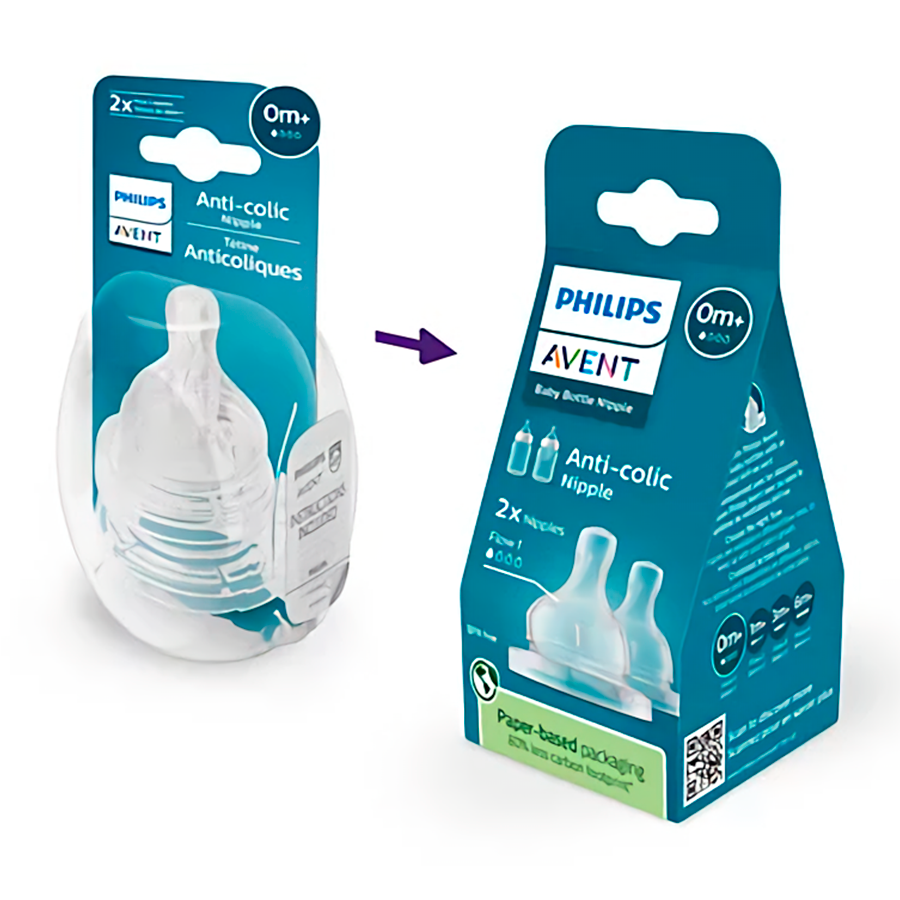 Philips Avent Pack de 4 Tetinas Anti-colic con válvula anticólicos, Flujo 1 Lento, Recién Nacido ,0 m+, Libre de BPA, Mod. SCY761/44