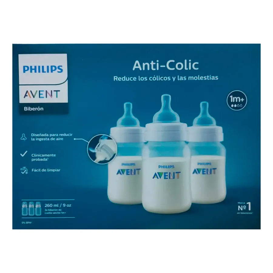 Biberon Anticolicos Philips Avent 9oz/260ml 3pz Color Blanco