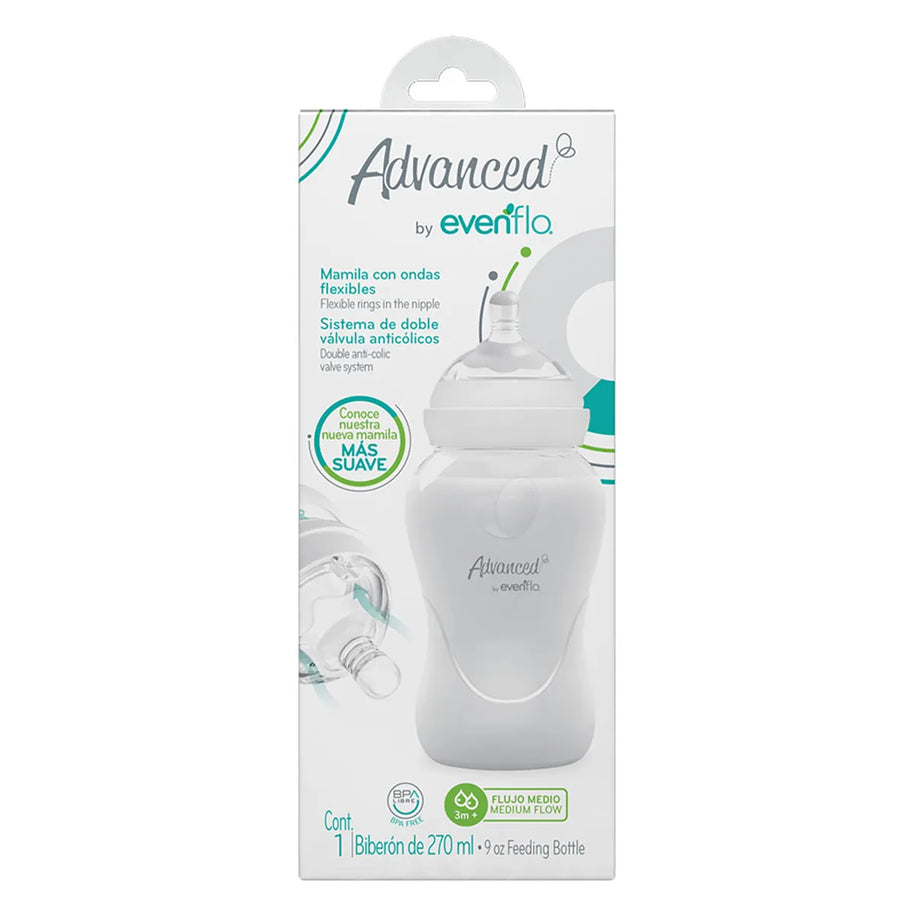 Biberón Advanced by Evenflo Bold Cuello Ancho Flujo Medio 9oz / 270ml