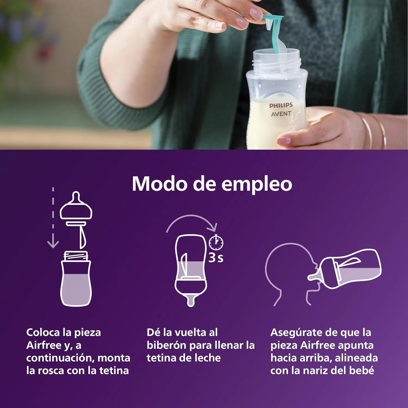 hilips Avent Biberón Natural Response: biberón de 125 ml con sistema AirFree, sin BPA, para recién nacidos a partir de 0 meses