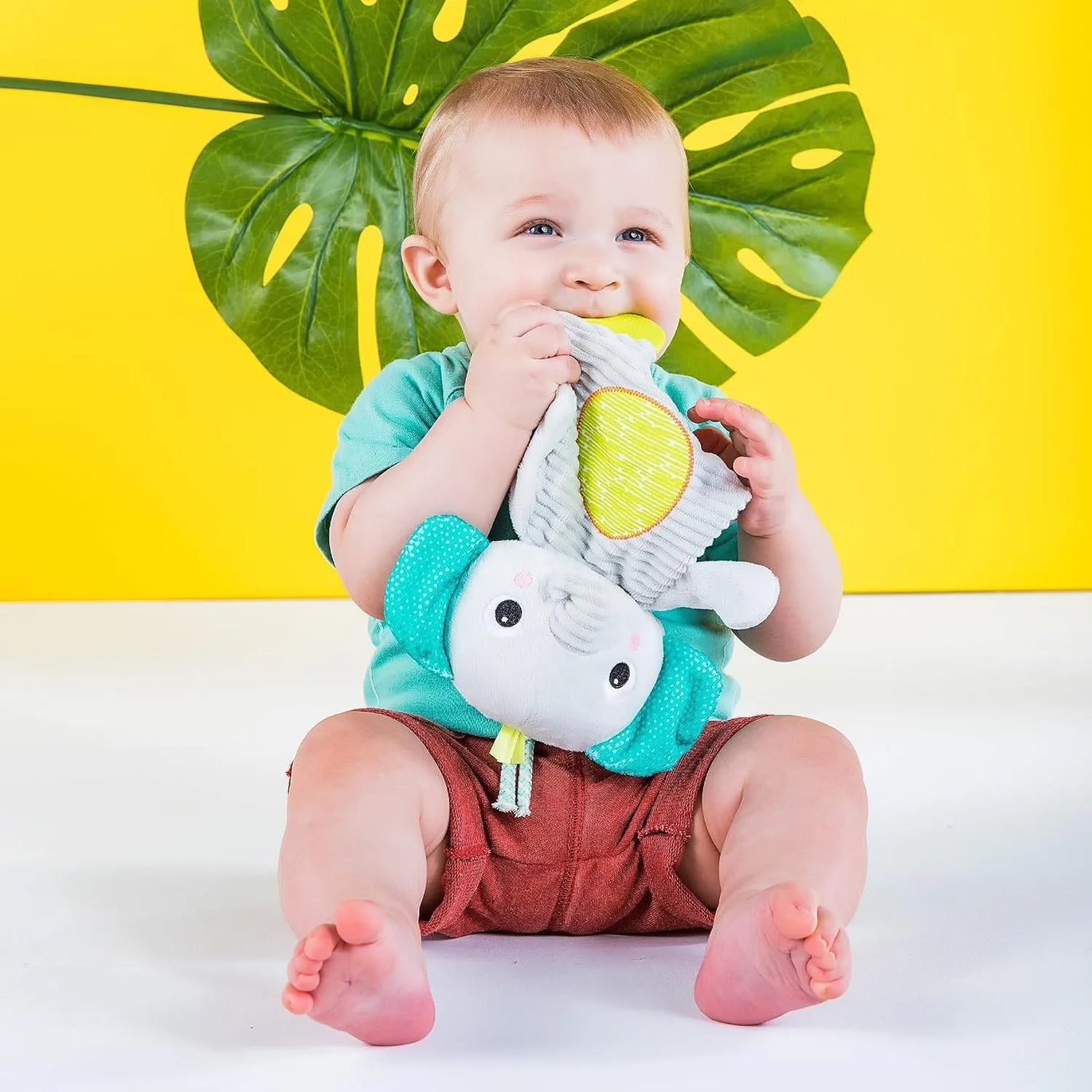 Elefante de peluche con mordederas Bright Starts Snuggle & Teethe · 0+ meses