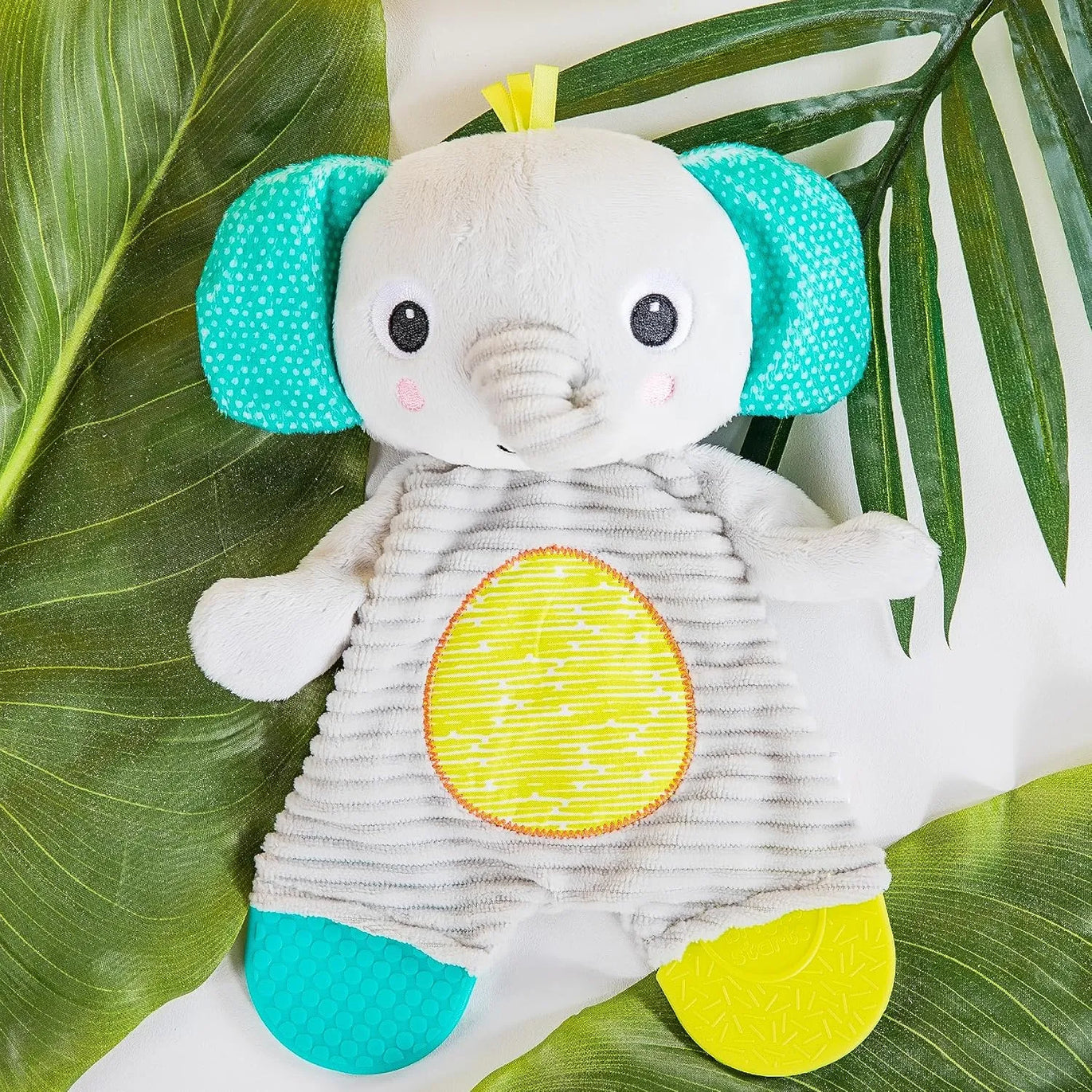 Elefante de peluche con mordederas Bright Starts Snuggle & Teethe · 0+ meses