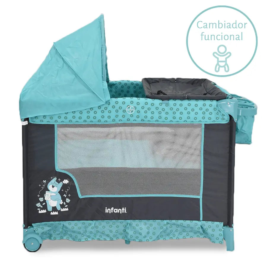 Corral/colecho silver para niña con nivel ajustable y cambiador