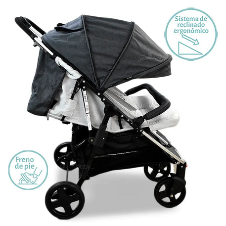 CARRIOLA DOBLE LEA TWIN GREY
