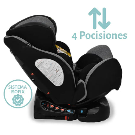 AUTOASIENTO SAFETY 1ST MULTIFIX mostrando el sistema iso fix  con 4 posiciones.