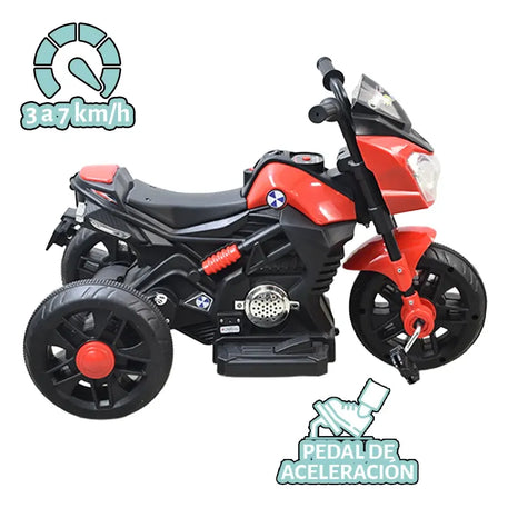Moto Triciclo Pedal Eléctrica Infantil Nova Con Luces Led