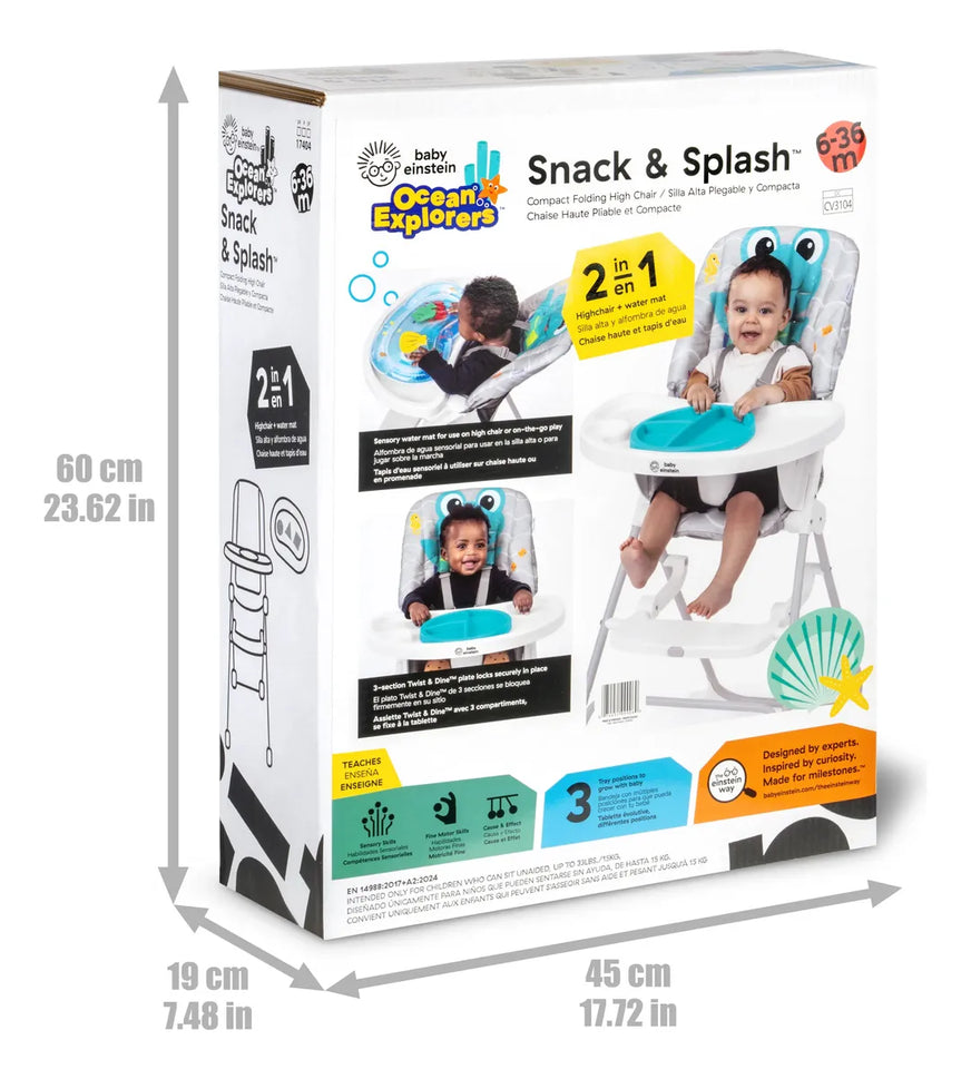 Silla Periquera Para Bebé Baby Einstein Snack & Splash Azul Turquesa