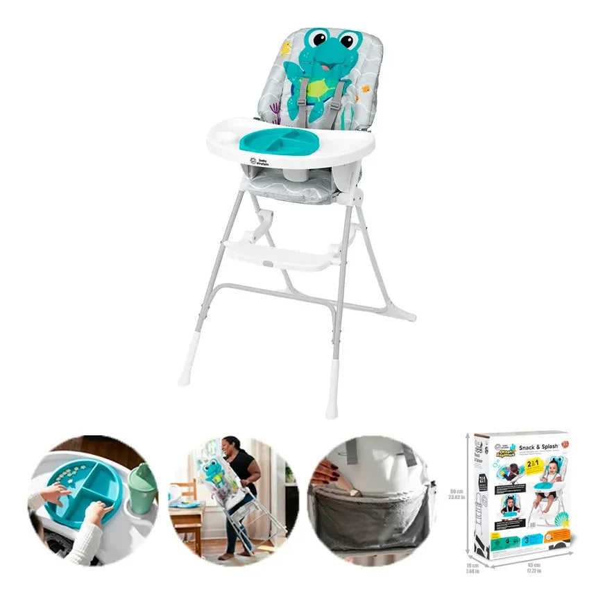 Silla Periquera Para Bebé Baby Einstein Snack & Splash Azul Turquesa