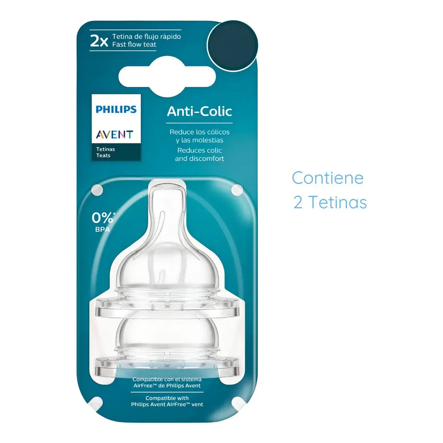 Philips Avent Tetinas X2 SCY761/02 - Flujo Muy Lento Anticólicos (0m+)