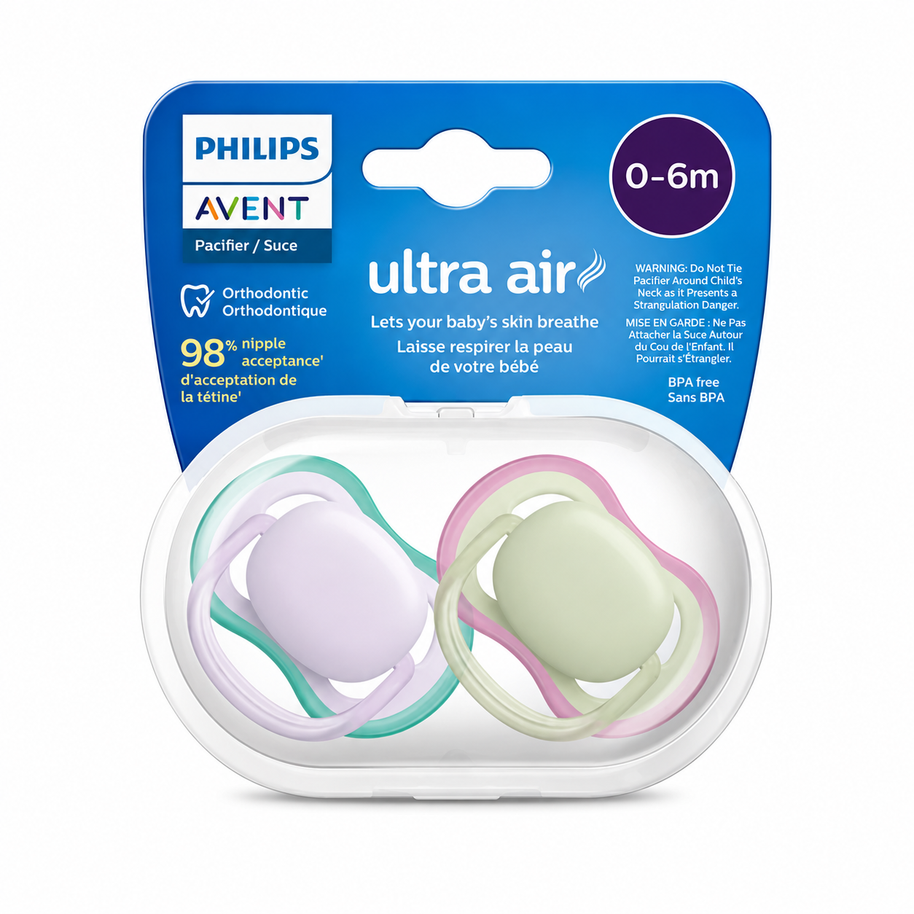 Chupones Philips Avent Ultra Air 0–6 meses · 2 piezas SCF085/24