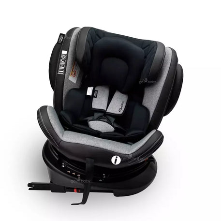 Autoasiento Fix 360° vista lateral con asiento girado y sistema usi fix