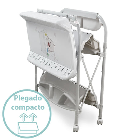 Bañera con base Pibble viajera para bebe con cambiador.