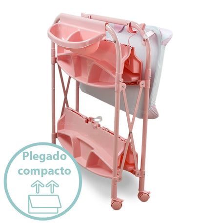 Bañera con base Pibble viajera para bebe con cambiador.