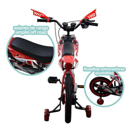 Bicicleta infantil con ruedas entrenadoras cross R16