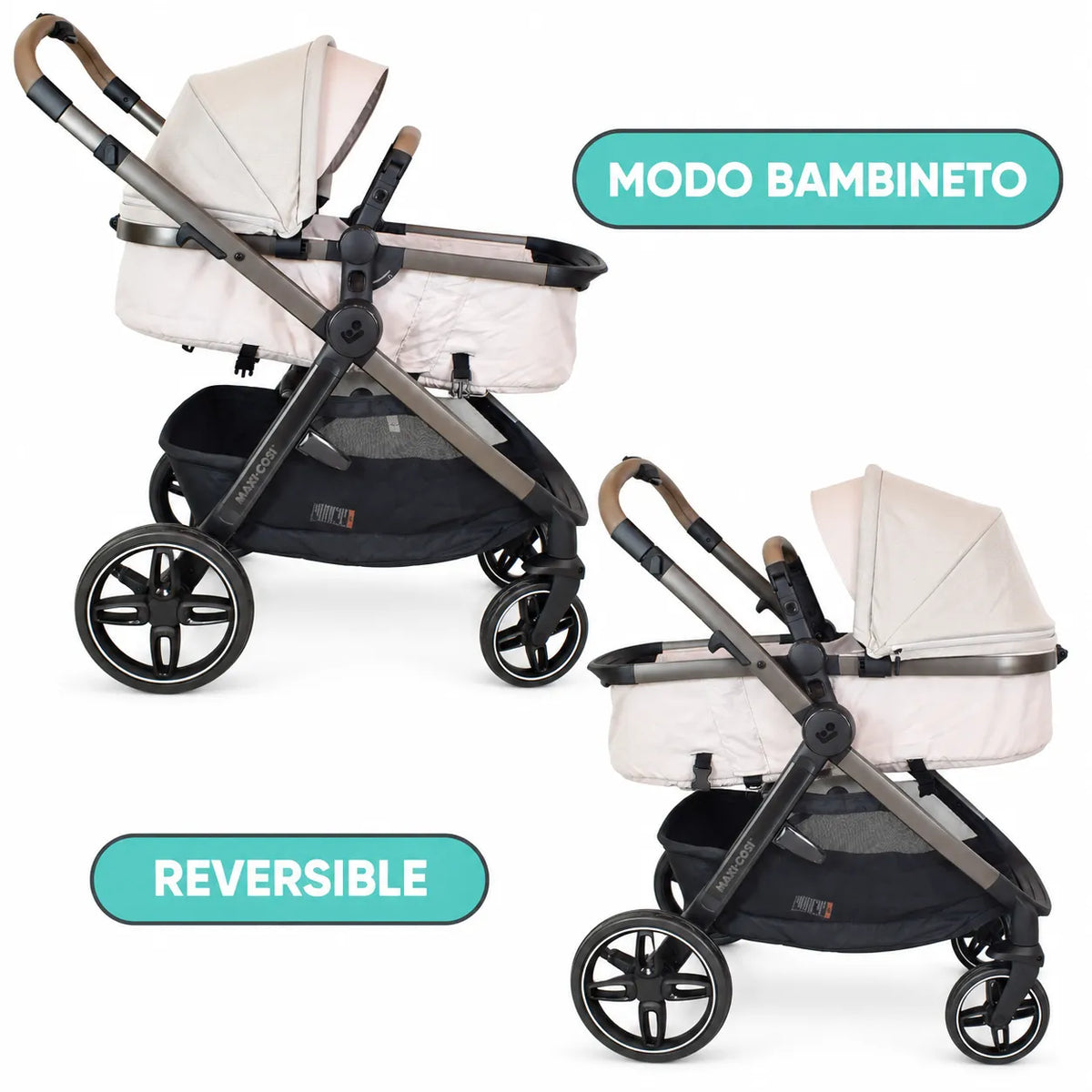 Carriola Maxi-Cosi Zelia Pro 5 en 1 con portabebé Mico Pro — Beige